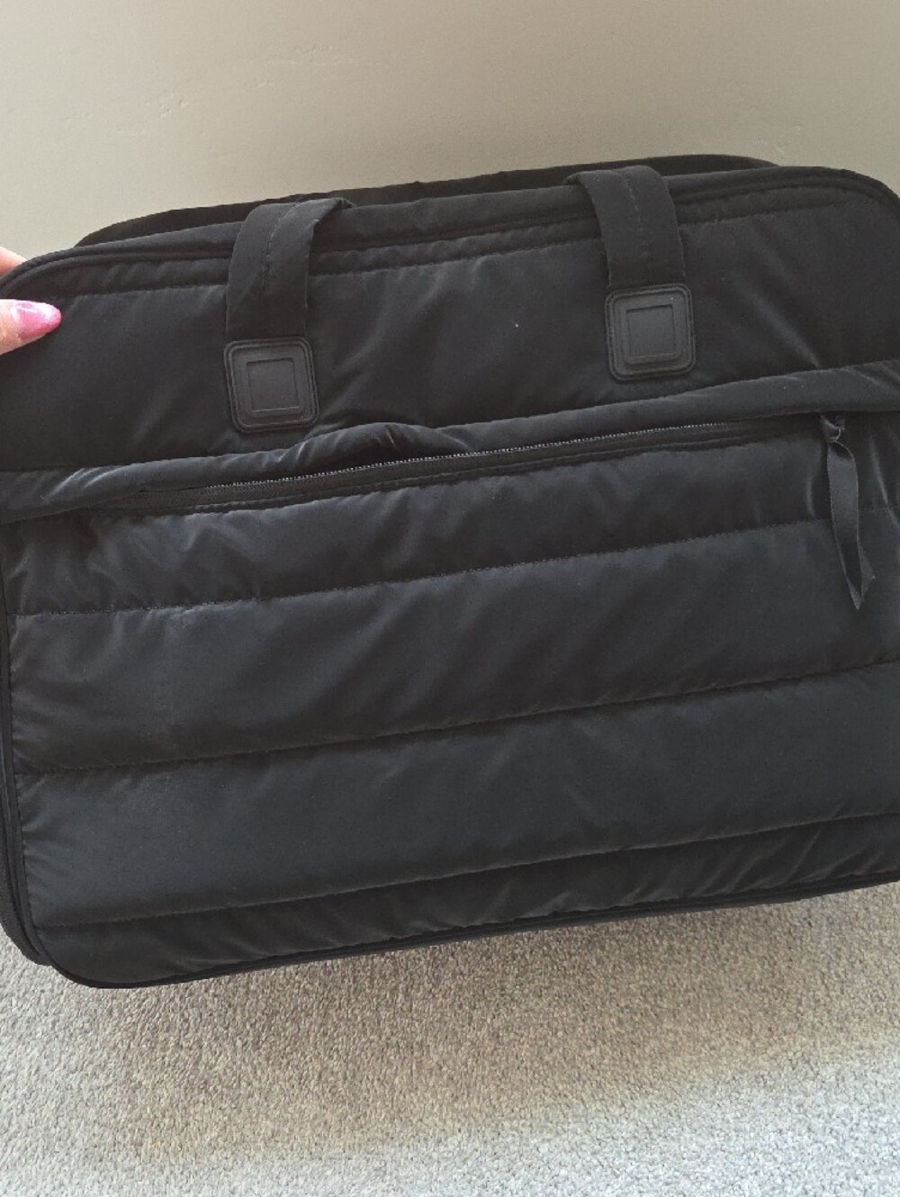 Black Quilted Duffel Tote Bag - Picture 3 of 12